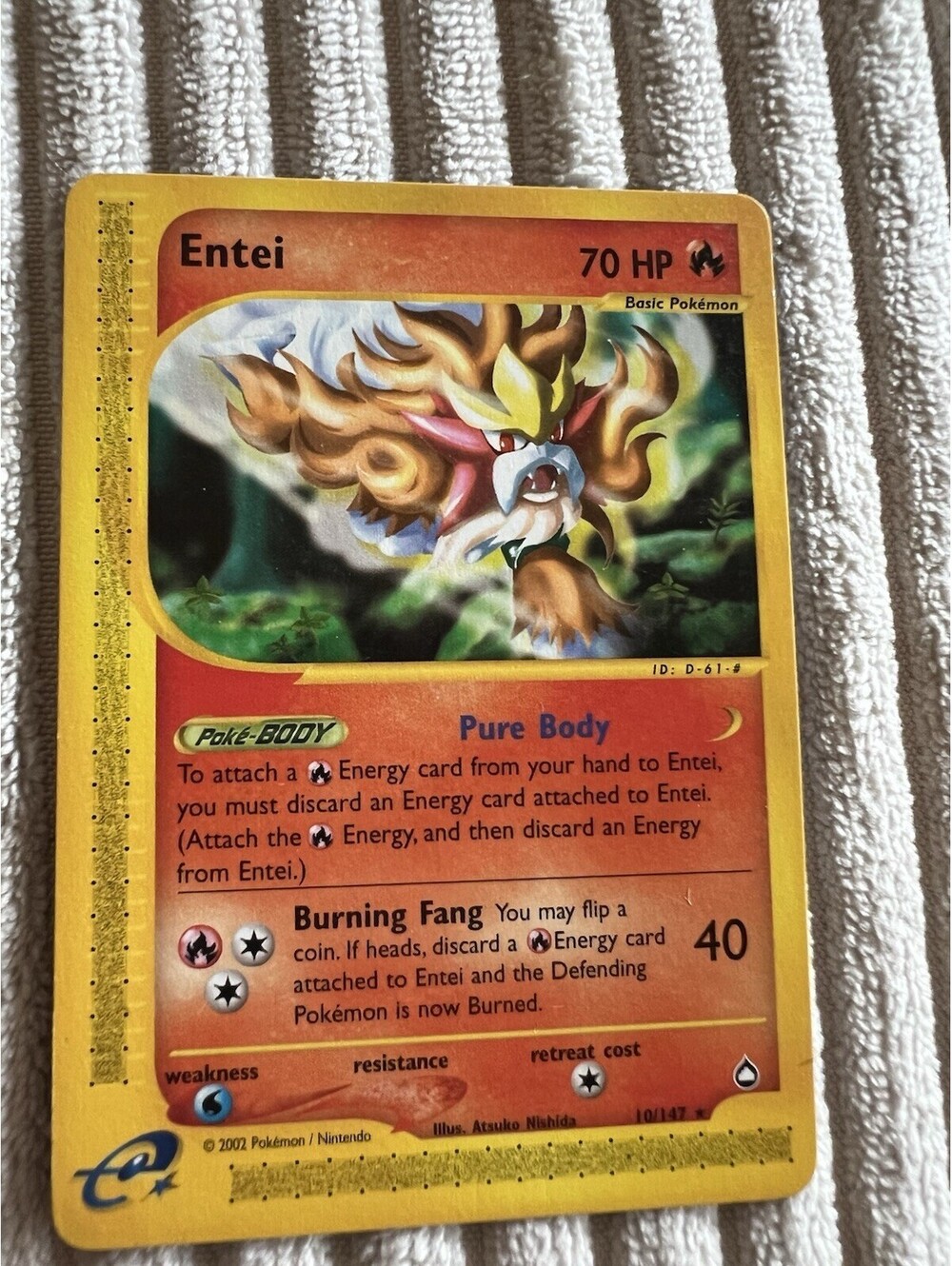 2003 RARE Aquapolis Entei Reverse Non Holo 10/147 Pokemon Card - Picture 2 of 9